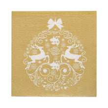 Lade das Bild in den Galerie-Viewer, 30 Servietten, 3-lagig 1/4-Falz 33 cm x 33 cm gold &quot;Deers Couple&quot;

