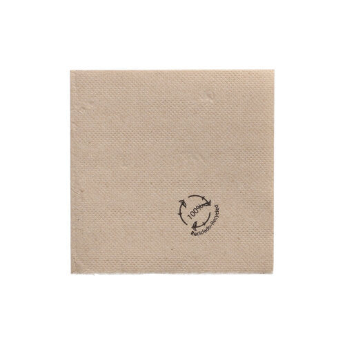 100 Servietten, 2-lagig "PUNTO" 1/4-Falz 20 cm x 20 cm natur aus recyceltem Papier, in Spenderbox