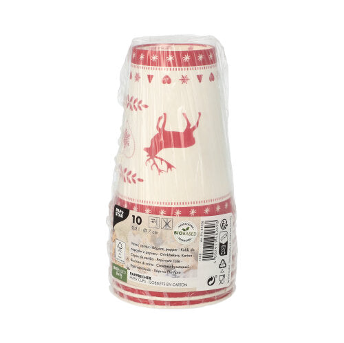 10 Trinkbecher, Pappe 0,2 l Ø 7 cm · 9,7 cm rot "Rennes"