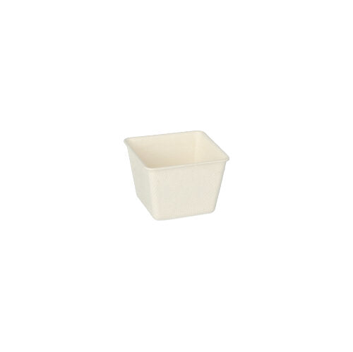 50 Fingerfood - Schalen, Zuckerrohr "pure" eckig 50 ml 3,8 cm x 4,6 cm x 4,6 cm weiss