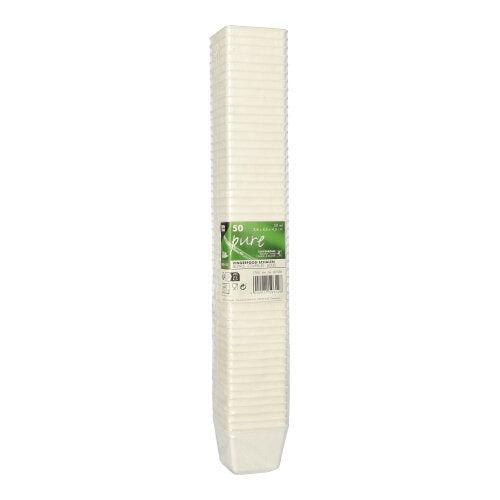 50 Fingerfood - Schalen, Zuckerrohr "pure" eckig 50 ml 3,8 cm x 4,6 cm x 4,6 cm weiss