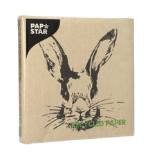 Lade das Bild in den Galerie-Viewer, 20 Servietten, 3-lagig 1/4-Falz 33 cm x 33 cm natur &quot;My Name is Rabbit&quot; aus recyceltem Papier
