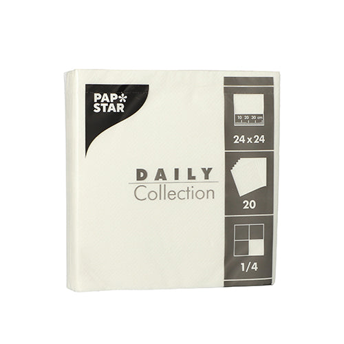 20 Servietten "DAILY Collection" 1/4-Falz 24 cm x 24 cm weiss