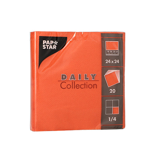 20 Servietten "DAILY Collection" 1/4-Falz 24 cm x 24 cm nektarine