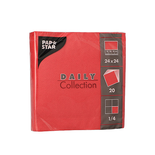 20 Servietten "DAILY Collection" 1/4-Falz 24 cm x 24 cm rot