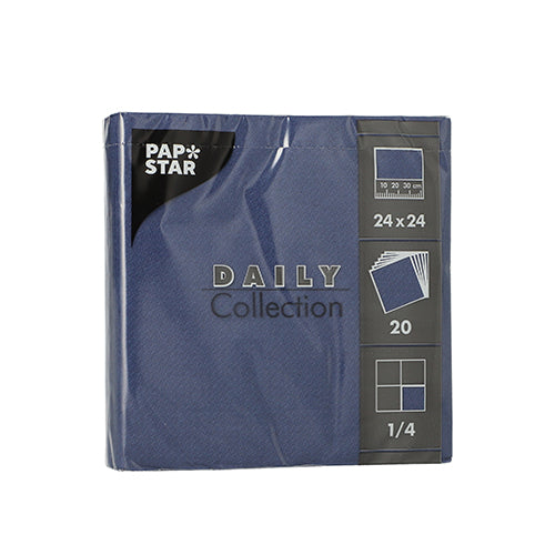 20 Servietten "DAILY Collection" 1/4-Falz 24 cm x 24 cm dunkelblau