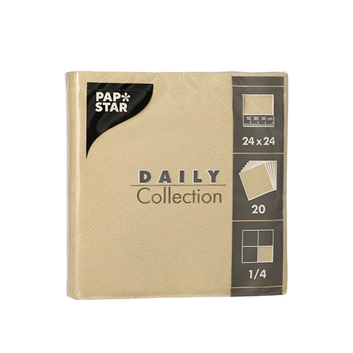 20 Servietten "DAILY Collection" 1/4-Falz 24 cm x 24 cm sand