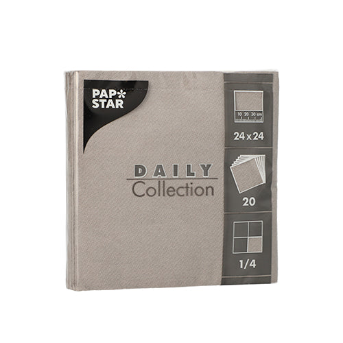 20 Servietten "DAILY Collection" 1/4-Falz 24 cm x 24 cm grau