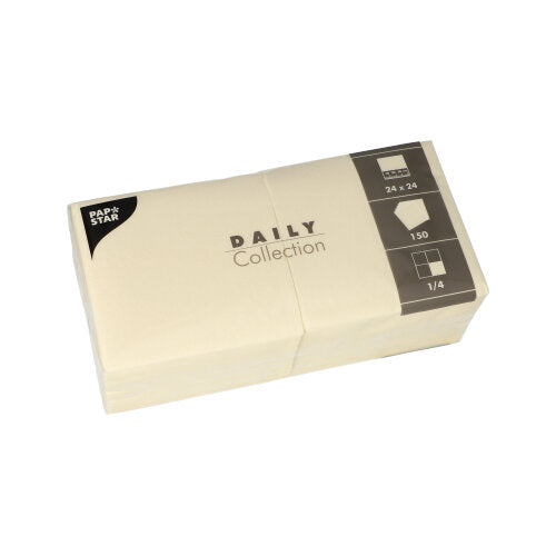 150 Servietten "DAILY Collection" 1/4-Falz 24 cm x 24 cm champagner