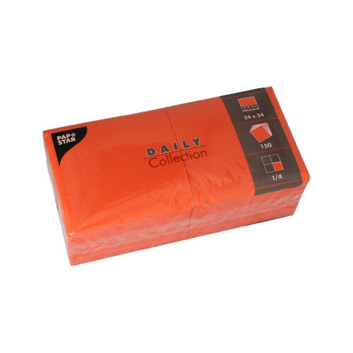 150 Servietten "DAILY Collection" 1/4-Falz 24 cm x 24 cm nektarine