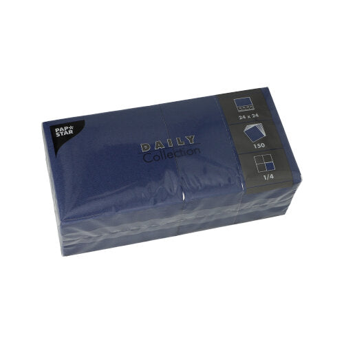 150 Servietten "DAILY Collection" 1/4-Falz 24 cm x 24 cm dunkelblau