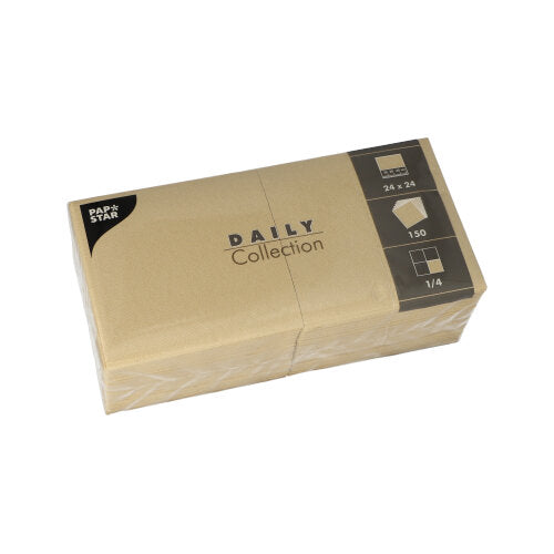 150 Servietten "DAILY Collection" 1/4-Falz 24 cm x 24 cm sand