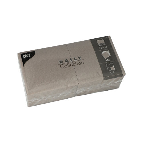 150 Servietten "DAILY Collection" 1/4-Falz 24 cm x 24 cm grau