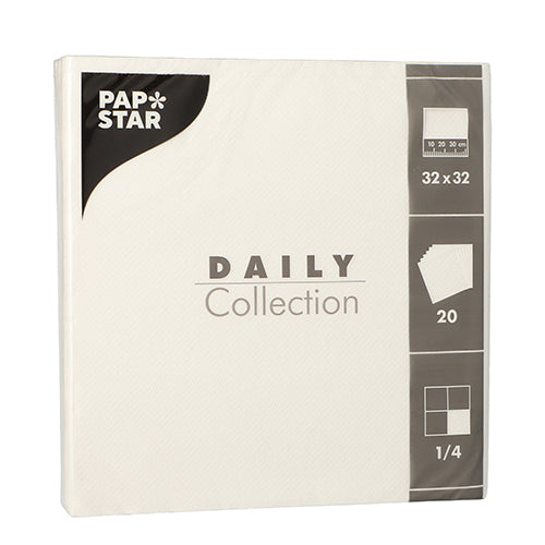 20 Servietten "DAILY Collection" 1/4-Falz 32 cm x 32 cm weiss