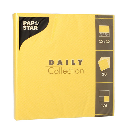 20 Servietten "DAILY Collection" 1/4-Falz 32 cm x 32 cm gelb