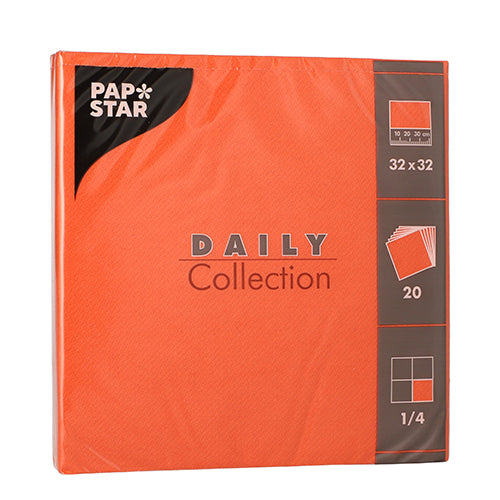20 Servietten "DAILY Collection" 1/4-Falz 32 cm x 32 cm nektarine