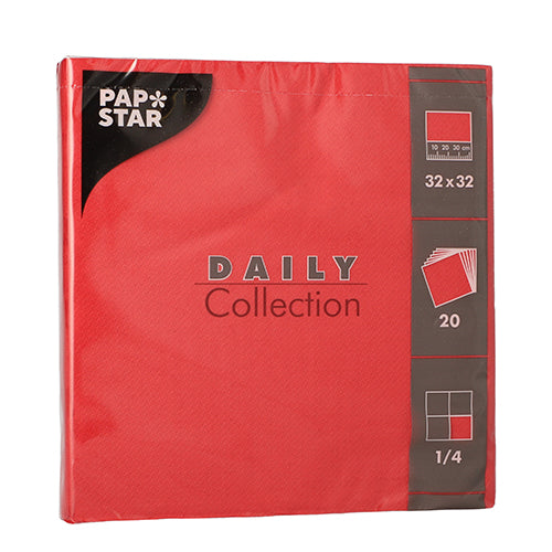 20 Servietten "DAILY Collection" 1/4-Falz 32 cm x 32 cm rot
