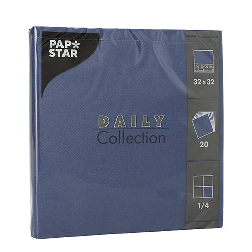 20 Servietten "DAILY Collection" 1/4-Falz 32 cm x 32 cm dunkelblau