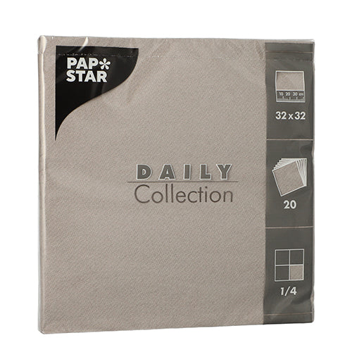 20 Servietten "DAILY Collection" 1/4-Falz 32 cm x 32 cm grau