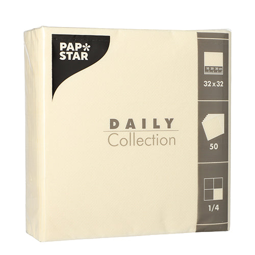 50 Servietten "DAILY Collection" 1/4-Falz 32 cm x 32 cm champagner