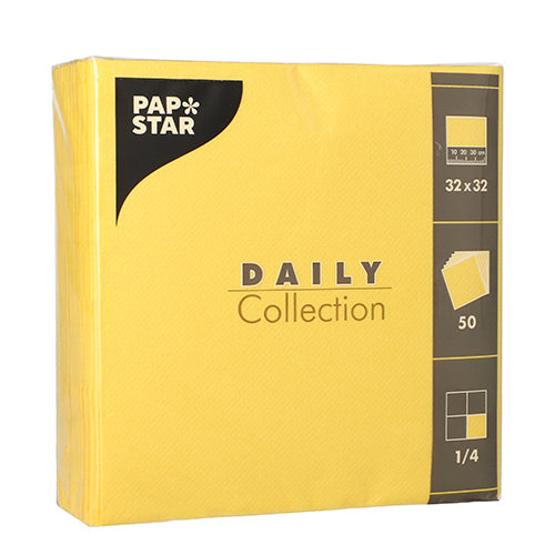 50 Servietten "DAILY Collection" 1/4-Falz 32 cm x 32 cm gelb