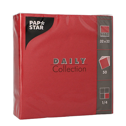 50 Servietten "DAILY Collection" 1/4-Falz 32 cm x 32 cm bordeaux