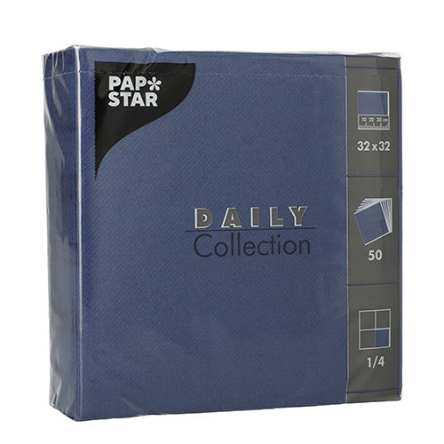 50 Servietten "DAILY Collection" 1/4-Falz 32 cm x 32 cm dunkelblau