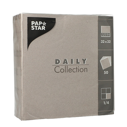 50 Servietten "DAILY Collection" 1/4-Falz 32 cm x 32 cm grau