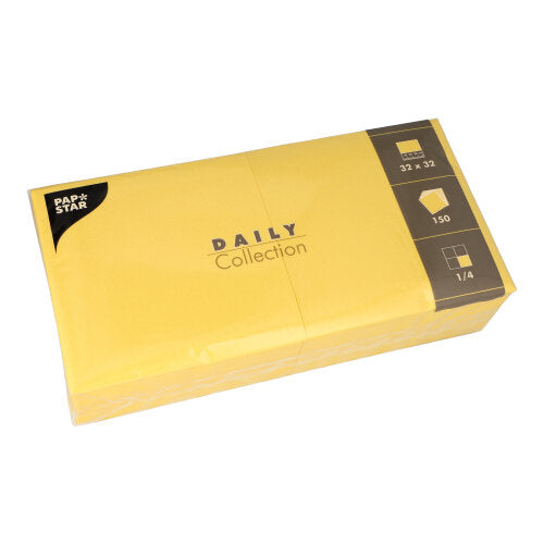 150 Servietten "DAILY Collection" 1/4-Falz 32 cm x 32 cm gelb