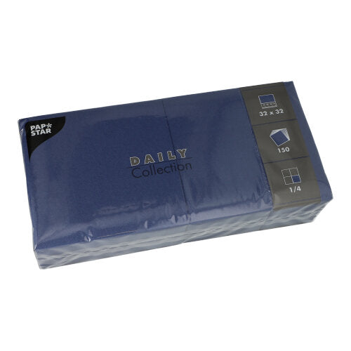 150 Servietten "DAILY Collection" 1/4-Falz 32 cm x 32 cm dunkelblau