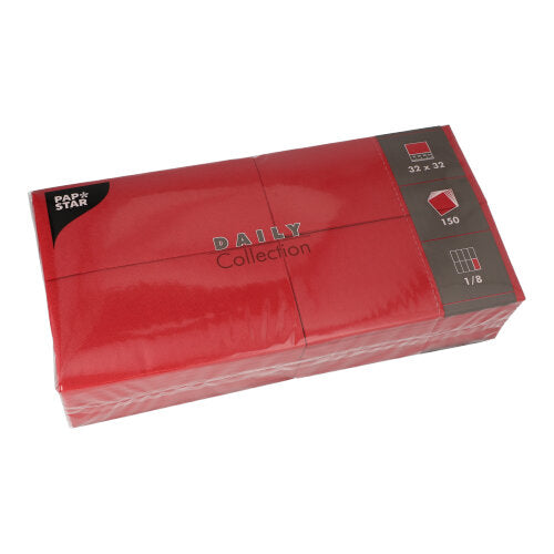 150 Servietten "DAILY Collection" 1/8-Falz 32 cm x 32 cm bordeaux