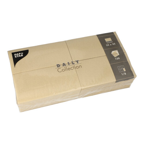 150 Servietten "DAILY Collection" 1/8-Falz 32 cm x 32 cm sand