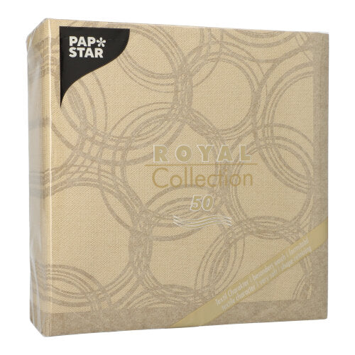 50 Servietten "ROYAL Collection" 1/4-Falz 40 cm x 40 cm sand "Bubbles"