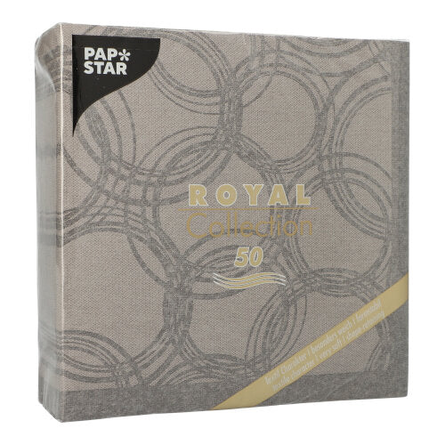 50 Servietten "ROYAL Collection" 1/4-Falz 40 cm x 40 cm grau "Bubbles"
