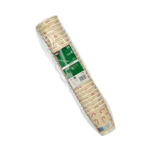 25 Trinkbecher, Pappe 0,2 l Ø 8 cm · 9,3 cm "Candy Canes " doppelwandig