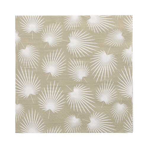 30 Servietten, 3-lagig 1/4-Falz 33 cm x 33 cm "White Leaves"