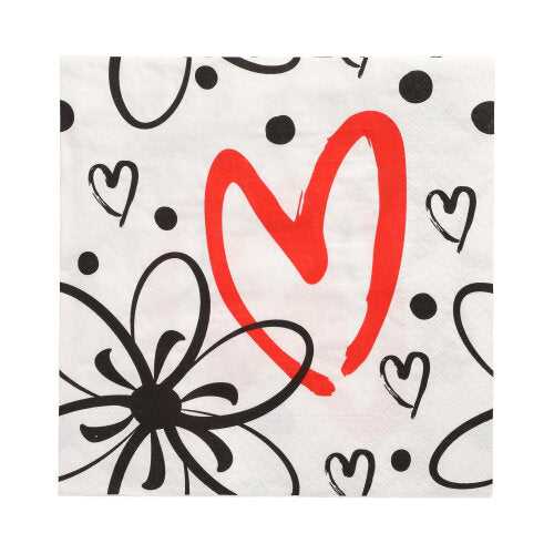 30 Servietten, 3-lagig 1/4-Falz 33 cm x 33 cm "Red Heart"