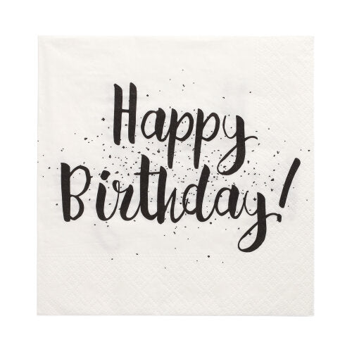 30 Servietten, 3-lagig 1/4-Falz 33 cm x 33 cm "Happy Birthday"