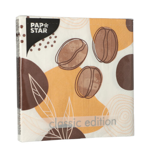 20 Servietten, 3-lagig 1/4-Falz 33 cm x 33 cm "Coffee Beans"