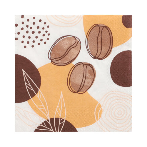 20 Servietten, 3-lagig 1/4-Falz 33 cm x 33 cm "Coffee Beans"