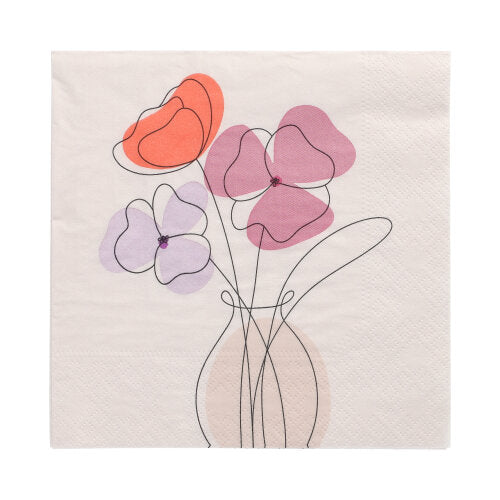 20 Servietten, 3-lagig 1/4-Falz 33 cm x 33 cm "Vase of Flowers"