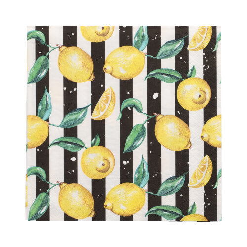20 Servietten, 3-lagig 1/4-Falz 33 cm x 33 cm "Citrus Lines"