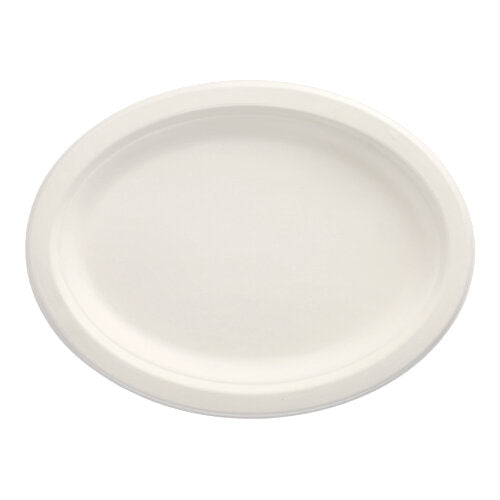 50 Teller, Zuckerrohr "pure" oval 26 cm x 20 cm x 2 cm weiss
