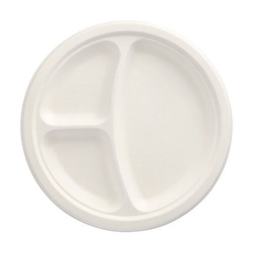 12 Teller, Zuckerrohr "pure" 3-geteilt Ø 23 cm · 2 cm weiss