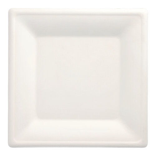12 Teller, Zuckerrohr "pure" eckig 26 cm x 26 cm weiss