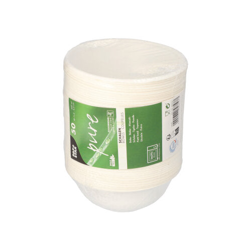 50 Schalen, Zuckerrohr "pure" 200 ml Ø 11,2 cm · 4,2 cm weiss