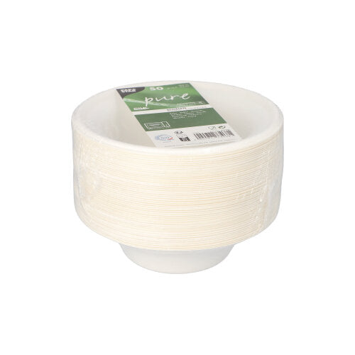 50 Schalen, Zuckerrohr "pure" 380 ml Ø 15,5 cm · 4,6 cm weiss