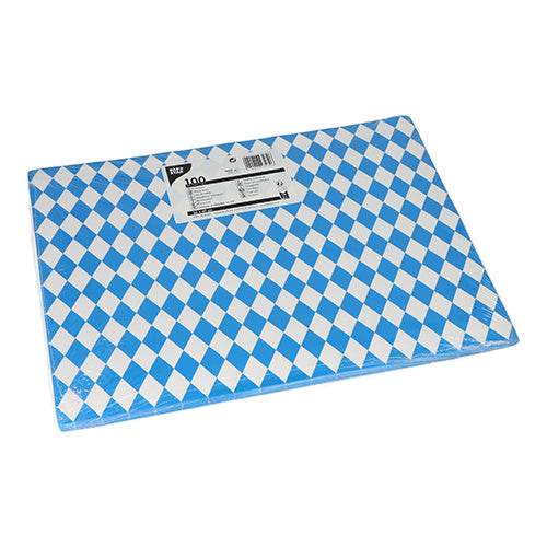 100 Tischsets, Papier 30 cm x 40 cm "Bayrisch Blau"