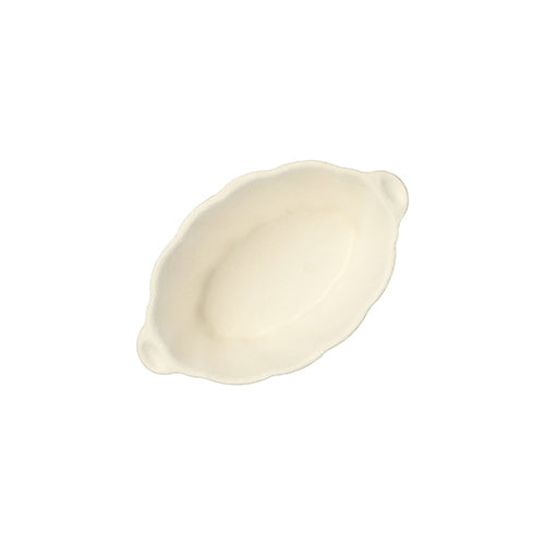 50 Fingerfood - Schalen Zuckerrohr "pure" 40 ml 3 cm x 9,5 cm x 6 cm weiss "Wave"