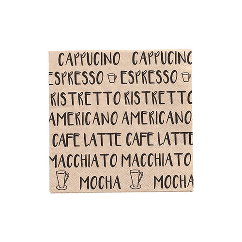 20 Servietten, 3-lagig 1/4-Falz 25 cm x 25 cm natur "Coffee Specialities" aus recyceltem Papier